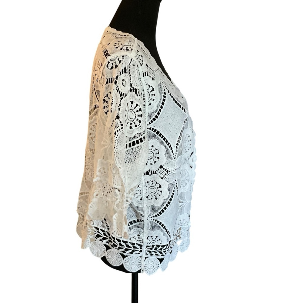 Chris McLaughlin White Crochet Open Front Cardigan XL - Picture 6 of 10